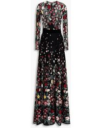 Zuhair Murad - Velvet-trimmed Embroidered Silk-blend Point D'esprit Gown - Lyst