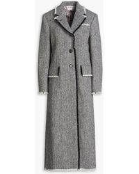 Thom Browne - Frayed Herringbone Brushed Wool Coat - Lyst