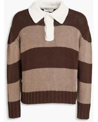 Officine Generale - Striped Linen-blend Polo Sweater - Lyst