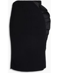 Emporio Armani - Ruffled Satin-trimmed Knitted Pencil Skirt - Lyst