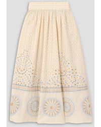 Emporio Sirenuse - Suri amalfi midirock aus baumwolle mit lochstickerei - Lyst