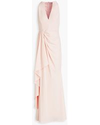 Badgley Mischka - Draped Stretch-crepe Gown - Lyst