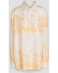 Nanushka - Sabrin hemd aus seiden-twill mit floralem print - Lyst