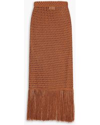 Nicholas - Helen Fringed Crocheted Cotton-blend Midi Skirt - Lyst