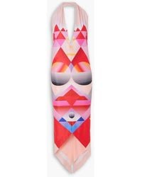 Conner Ives - Asymmetric Printed Stretch-jersey Halterneck Midi Dress - Lyst
