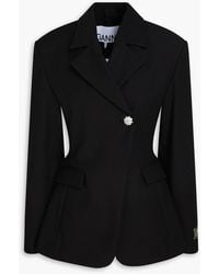 Ganni - Doppelreihiger blazer aus twill aus einer baumwollmischung - Lyst
