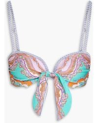 Zimmermann - Lola knotted printed bandeau bikini top - Lyst