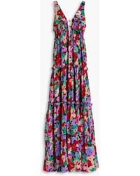 Nicholas - Myla Shirred Floral-print Cotton And Silk-blend Voile Maxi Dress - Lyst