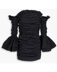 ROTATE BIRGER CHRISTENSEN - Off-the-shoulder Ruffled Cotton-blend Poplin Mini Dress - Lyst