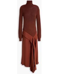 Victoria Beckham - Draped Crepe And Wool Turtleneck Maxi Dress - Lyst