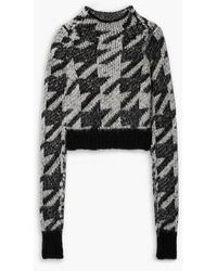 Rag & Bone - Edith Cropped Houndstooth Intarsia-knit Sweater - Lyst