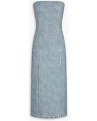 Rag & Bone - Miramar Strapless Denim Effect-Print Ponte Midi Dress - Lyst