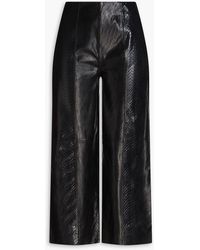 By Malene Birger - Miloris Cropped Snake-effect Leather Wide-leg Pants - Lyst