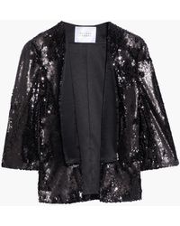 Galvan London Gilded Sequined Tulle Jacket - Black