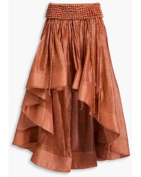 Zimmermann - Asymmetric Shell-embellished Linen And Silk-blend Maxi Skirt - Lyst