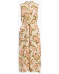 Equipment - Illumina Belted Floral-print Silk-crepe Midi Dress - Lyst