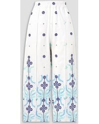 Charo Ruiz - Lya Cropped Broderie Anglaise Cotton-blend Wide-leg Pants - Lyst