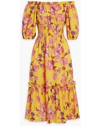 Cara Cara - Mimi Off-the-shoulder Floral-print Cotton-poplin Midi Dress - Lyst