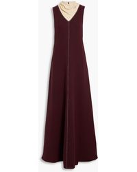 Valentino Garavani - Two-tone Silk-crepe Maxi Dress - Lyst