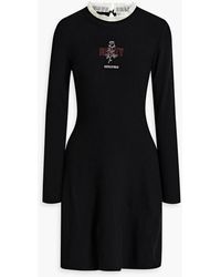 RED Valentino - Point D'esprit-trimmed Embroidered Stretch-knit Mini Dress - Lyst