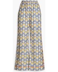 Dolce & Gabbana - Gathered Printed Cotton And Silk-blend Wide-leg Pants - Lyst