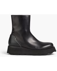 Emporio Armani - Leather Platform Boots - Lyst