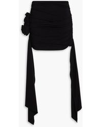 Magda Butrym - Floral-appliquéd Ruched Stretch-jersey Mini Skirt - Lyst