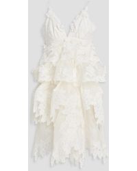 Zimmermann - Tiered Lace-Trimmed Linen And Silk-Blend Gauze Mini Dress - Lyst