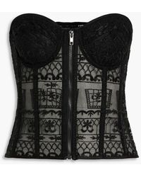 retroféte Mel Embroidered Tulle Bustier Top - Black