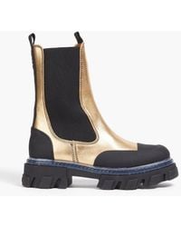 Ganni - Leather And Rubber Ankle Boots - Lyst