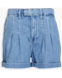 FRAME - Pleated Denim Shorts - Lyst