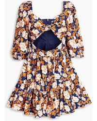 AMUR - Cutout Floral-print Organic Stretch-cotton Mini Dress - Lyst