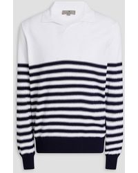 Canali - Striped Cotton Polo Sweater - Lyst
