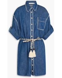 Zimmermann - Whipstitched Denim Mini Shirt Dress - Lyst