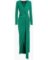 Rhea Costa - Wrap-effect Glittered Jersey Gown - Lyst
