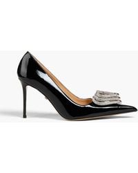 Mach & Mach - Triple Heart Crystal-Embellished Patent-Leather Pumps - Lyst