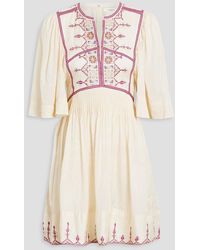 Isabel Marant - Thea Embroidered Pintucked Silk Mini Dress - Lyst