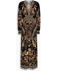 CAMILLA - Crystal-Embellished Printed Stretch-Jersey Maxi Dress - Lyst