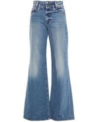 FRAME Faded High-rise Wide-leg Jeans - Blue