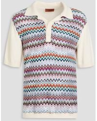 Missoni - Poloshirt aus jacquard-strick mit einsätzen aus einer baumwoll-seidenmischung - Lyst
