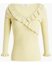 Claudie Pierlot Ruffled Ribbed-knit Jumper - Multicolour