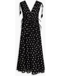 Tory Burch - Gathered Embroidered Cotton-voile Midi Dress - Lyst