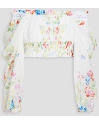 Charo Ruiz - Hince Off-the-shoulder Cropped Floral-print Cotton-blend Voile Top - Lyst