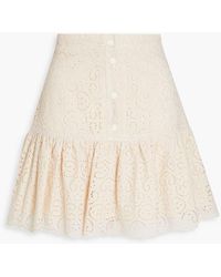 Sandro - Claudelle Ruffled Broderie Anglaise Cotton Mini Skirt - Lyst