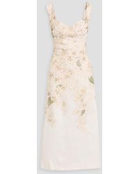 Zimmermann - Bow-Detailed Floral-Print Linen Midi Dress - Lyst