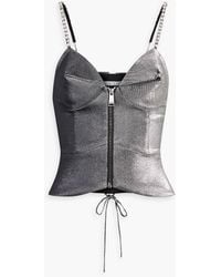 Area - Lace-up Crystal-embellished Twill Top - Lyst