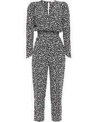 Maje Wrap-effect Shirred Leopard-print Crepe Jumpsuit Black