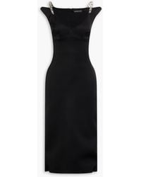David Koma - Crystal-Embellished Satin Midi Dress - Lyst