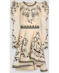Zimmermann - Metallic Embroidered Linen And Silk-blend Gauze Mini Dress - Lyst