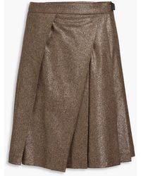 Brunello Cucinelli - Metallic Flannel Mini Wrap Skirt - Lyst